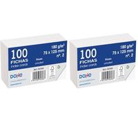 Dohe 30366 - Pacco da 200 schede lisce di cartoncino bianco, 180 g, n. 2, 75 x 125 mm, 100 Pezzi