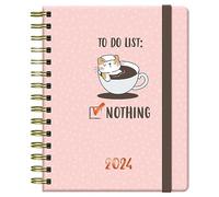 Dohe - Agenda 2024 - Vista settimanale - Dimensioni: 15 x 21 cm (A5) - 176 pagine - Rilegatura a spirale - Copertina rigida - Modello Random Cat