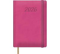 Dohe - Agenda 2026 - Pagina, A5 (15 x 21 cm), copertina rigida in ecopelle, chiusura in gomma, segnalibro, 12 mesi da gennaio a dicembre, pianificatore annuale in spagnolo - Samba Fucsia