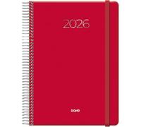 Dohe - Agenda 2026 - Pagina, formato A5 (15 x 21 cm), chiusura a spirale e gomma elastica, 12 mesi da gennaio a dicembre, pianificatore annuale in spagnolo - Denver Rosso
