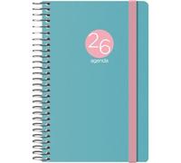 Dohe - Agenda 2026 - Vista settimanale, dimensioni tascabili (8,5 x 13 cm), copertina flessibile in plastica, chiusura a spirale e gomma elastica, 12 mesi da gennaio a dicembre, pianificatore annuale