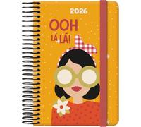 Dohe - Agenda 2026 - Vista settimanale, formato tasca (8,5 x 13 cm), copertina rigida, chiusura a spirale e gomma elastica, 12 mesi da gennaio a dicembre, pianificatore annuale in spagnolo - carino Oh