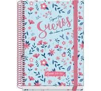 Dohe - Agenda scolastica 2025 2026 - Giorno per pagina, formato A5 (15 x 21 cm), spagnolo e inglese, da settembre a giugno, rilegatura a spirale e fascia elastica, copertina rigida, 4 fogli adesivi