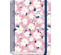Dohe - Agenda scolastica 2025 2026 - Giorno per pagina, formato A5 (15 x 21 cm), spagnolo e inglese, da settembre a giugno, rilegatura a spirale e fascia elastica, copertina rigida, 4 fogli adesivi