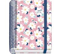 Dohe - Agenda scolastica 2025 2026 - Giorno per pagina, formato A6 (12 x 17 cm), spagnolo e inglese, da settembre a giugno, rilegatura a spirale e fascia elastica, copertina rigida, 4 fogli adesivi