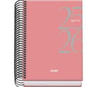 Dohe - Agenda scolastica 2025 2026 - Giorno per pagina, formato A6 (12 x 17 cm), spagnolo e inglese, da settembre a giugno, rilegatura a spirale, copertina rigida - SYSTEM Pink