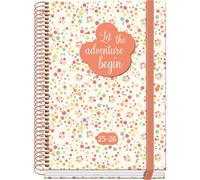 Dohe - Agenda scolastica 2025 2026 - Panoramica settimanale, formato A5 (15 x 21 cm), spagnolo e inglese, da settembre a giugno, rilegatura a spirale ed elastico, copertina rigida, 4 pagine adesive