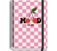 Dohe - Agenda scolastica 2025 2026 - Panoramica settimanale, formato A5 (15 x 21 cm), spagnolo e inglese, da settembre a giugno, rilegatura a spirale ed elastico, copertina rigida, 4 pagine adesive