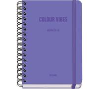 Dohe - Agenda scolastica 2025 2026 - settimanale, formato A5 (15 x 21 cm), spagnolo e inglese, chiusura a spirale doppia ed elastica, copertina rigida, 4 pagine di adesivi - colori vivaci viola