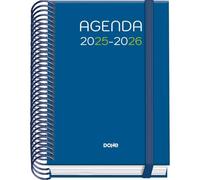 Dohe - Agenda scolastica 2025 2026 - Un giorno per pagina, formato A6 (12 x 17 cm), spagnolo e inglese, da settembre a giugno, rilegatura a spirale ed elastico, copertina rigida, 4 pagine adesive