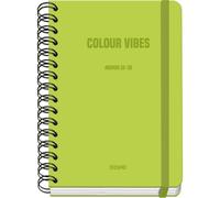 Dohe - Agenda scolastica 2025 2026 - Vista settimanale, formato A5 (15 x 21 cm), spagnolo e inglese, chiusura a doppia spirale e gomma, copertina rigida, 4 pagine di adesivi - COLOUR VIBES Lima
