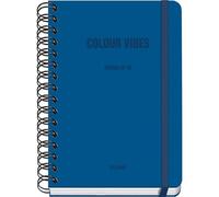 Dohe - Agenda scolastica 2025 2026 - vista settimanale, formato A5 (15 x 21 cm), spagnolo e inglese, doppia rilegatura a spirale e fascia elastica, copertina rigida, 4 fogli adesivi - COLORE VIBES blu