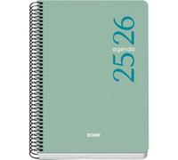 Dohe - Agenda scolastica 2025 2026 - Visualizzazione settimanale, formato A5 (15 x 21 cm), spagnolo e inglese, da settembre a giugno, rilegatura a spirale, copertina flessibile - ESENCIAL verde