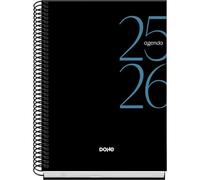 Dohe - Agenda scolastica 2025 2026 - Visualizzazione settimanale, formato A5 (15 x 21 cm), spagnolo e inglese, da settembre a giugno, rilegatura a spirale, copertina rigida - SYSTEM Black