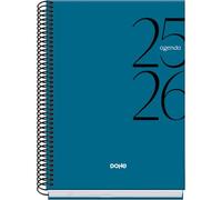 Dohe - Agenda scolastica 2025 2026 - Visualizzazione settimanale, formato A5 (15 x 21 cm), spagnolo e inglese, da settembre a giugno, rilegatura a spirale, copertina rigida - SYSTEM Blue