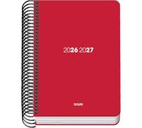 Dohe - Agenda scolastica 2026 2027, da settembre a giugno, giorno per pagina, formato A6 (12 x 17 cm), copertina flessibile in plastica rigida, rilegatura a spirale, spagnolo e inglese - Element Red