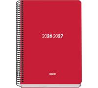 Dohe - Agenda scolastica 2026-2027, da settembre a giugno, una pagina giornaliera, A5 (15 x 21 cm), copertina flessibile in plastica dura, chiusura a spirale, spagnolo e inglese, elemento rosso