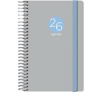 Dohe - Agenda settimanale 2026 - Formato tascabile (8,5 x 13 cm), copertina in plastica flessibile, rilegatura a spirale e fascia elastica, 12 mesi da gennaio a dicembre, planner annuale in spagnolo