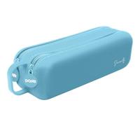 Dohe - Astuccio doppio per la scuola, Blu pastello, 21,5x6,5x6,5 cm, 2 scomparti con cerniera, in silicone morbido e resistente, 21,5 x 6,5 cm, maniglia per il trasporto