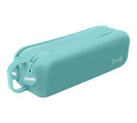 Dohe - Astuccio doppio per la scuola, Verde pastello, 21,5x6,5x6,5 cm, 2 scomparti con cerniera, in silicone morbido e resistente, 21,5 x 6,5 cm, maniglia per il trasporto