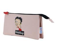 DOHE - Astuccio Scolastico 3 Scomparti - Chiusura con Cerniere, Licenza Ufficiale, Poliestere Resistente, 23x12x2,5 cm, Materiale Scolastico - Betty Boop - Rosa