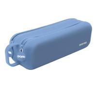 DOHE Astuccio Scolastico Doppio Azzurro | 2 Scomparti con Cerniera, Silicone Morbido e Resistente, 21,5x6,5 cm, Manico per il Trasporto, Materiale Scolastico