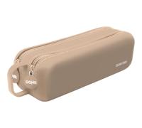 DOHE Astuccio Scolastico Doppio Beige | 2 Scomparti con Cerniera, Silicone Morbido e Resistente, 21,5x6,5 cm, Manico per il Trasporto, Materiale Scolastico