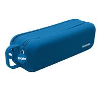 DOHE Astuccio Scolastico Doppio Blu Scuro | 2 Scomparti con Cerniera, Silicone Morbido e Resistente, 21,5x6,5 cm, Manico per il Trasporto, Materiale Scolastico
