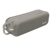 DOHE Astuccio Scolastico Doppio Grigio | 2 Scomparti con Cerniera, Silicone Morbido e Resistente, 21,5x6,5 cm, Manico per il Trasporto, Materiale Scolastico