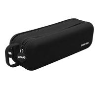 DOHE Astuccio Scolastico Doppio Nero | 2 Scomparti con Cerniera, Silicone Morbido e Resistente, 21,5x6,5 cm, Manico per il Trasporto, Materiale Scolastico