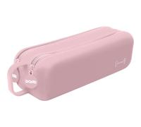 DOHE Astuccio Scolastico Doppio Rosa Pastello | 2 Scomparti con Cerniera, Silicone Morbido e Resistente, 21,5x6,5 cm, Manico per il Trasporto, Materiale Scolastico
