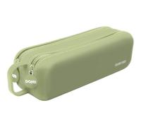 DOHE Astuccio Scolastico Doppio Verde | 2 Scomparti con Cerniera, Silicone Morbido e Resistente, 21,5x6,5 cm, Manico per il Trasporto, Materiale Scolastico