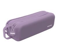 DOHE Astuccio Scolastico Doppio Viola | 2 Scomparti con Cerniera, Silicone Morbido e Resistente, 21,5x6,5 cm, Manico per il Trasporto, Materiale Scolastico