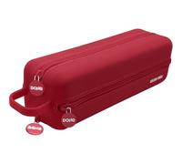 DOHE Astuccio Scolastico Quadruplo Rosso | 4 Scomparti Con Cerniera, Realizzato in Silicone Morbido e Resistente, Include Maniglia per il Trasporto
