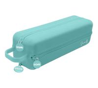 DOHE Astuccio Scolastico Quadruplo Verde | 4 Scomparti Con Cerniera, Realizzato in Silicone Morbido e Resistente, Include Maniglia per il Trasporto