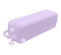 DOHE Astuccio Scolastico Quadruplo Viola | 4 Scomparti Con Cerniera, Realizzato in Silicone Morbido e Resistente, Include Maniglia per il Trasporto