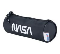 DOHE - Astuccio Scolastico Rotondo - Chiusura con Cerniera, Licenza Ufficiale, Poliestere Resistente, 21x7,5x7,5 cm, Materiale Scolastico - NASA Black - Nero
