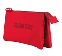 Dohe - Astuccio scolastico triplo - 3 scomparti, astuccio multiuso, dimensioni 23 x 12 x 2,5 cm, chiusura con cerniera, realizzato in poliestere resistente - Colour Vibes, rosso, 23x12x2,5 cm, Triplo