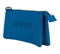 DOHE - Astuccio scolastico triplo - 3 scomparti, portapenne multiuso, misure 23 x 12 x 2,5 cm, chiusura a cerniera, realizzato in poliestere resistente - Colour Vibes Blu, blu, 23x12x2,5 cm, Tripla (3