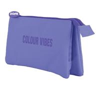 DOHE - Astuccio scolastico triplo - 3 scomparti, portapenne multiuso, misure 23 x 12 x 2,5 cm, chiusura a cerniera, realizzato in poliestere resistente - Colour Vibes Viola, Viola, 23x12x2,5 cm,