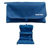 Dohe - Astuccio scuola doppio - 2 scomparti con cerniera, 3 finestre trasparenti, scheda ricaricabile con orario, spazioso 22 x 10 x 6,5 cm, poliestere resistente e flessibile - blu