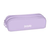 DOHE - Astuccio scuola doppio in silicone - 2 scomparti con cerniera, astuccio rettangolare multiuso, morbido al tatto, misure 20 x 6 x 7 cm - Serenity Viola, Berry, 20x6x7 cm, doppio (2, Bacca,