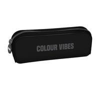 DOHE - Astuccio semplice in silicone - 1 scomparto con cerniera, portapenne rettangolare multiuso, morbido al tatto, dimensioni 20 x 6 x 8 cm - Colour Vibes nero, Nero, 20x6x8 cm, Semplice (1