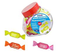 DOHE Barattolo PVC Marcatori Fluori Caramello - 36 pezzi - 4 Col assortiti