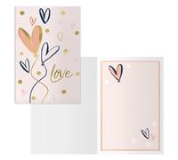 DOHE - Biglietti d'auguri Coppie, Matrimoni, Anniversari, Sposi - Confezione da 6 pz. - Dimensioni: 11,5 x 17 cm (chiusa) - Con busta per riporre la carta - Modello Hearts
