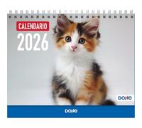 Dohe - Calendario 2026 Desktop - Vista mese, 12 mesi da gennaio a dicembre, dimensioni 21 x 15 cm, pianificazione mensile e annuale con spazio per note - Gatti