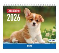 Dohe - Calendario 2026 Desktop - Vista mese, 12 mesi da gennaio a dicembre, dimensioni 21 x 15 cm, pianificazione mensile e annuale con spazio per note - cani