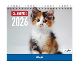 Dohe - Calendario 2026 Desktop - Vista mese, 12 mesi da gennaio a dicembre, dimensioni 21 x 15 cm, pianificazione mensile e annuale con spazio per note - Gatti