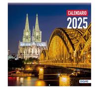 Dohe - Calendario da parete 2024 - Legatura a graffetta - Dimensioni: 30 x 30 cm - Con foro per appendere a parete e Planning 2024 - Modello Città