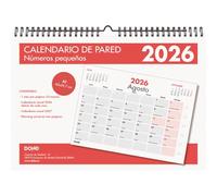 Dohe - Calendario da parete 2026-12 mesi da gennaio a dicembre, vista mese, A3 (42 x 29,7 cm), doppia spirale, lingua spagnola, piccoli numeri, spazio per appunti, pianificazione dell'anno, carta